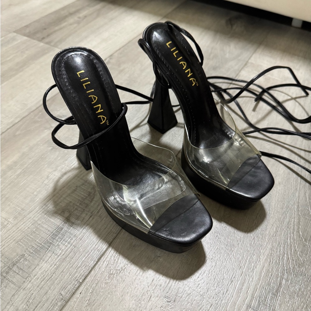 Liliana Black Strappy Heels